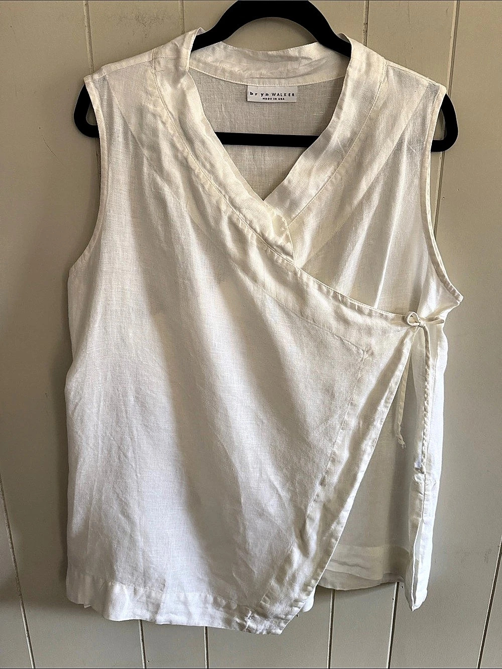 bryn Walker Linen Wrap Top Large Asymmetric Lagenlook Coastal Minimalist